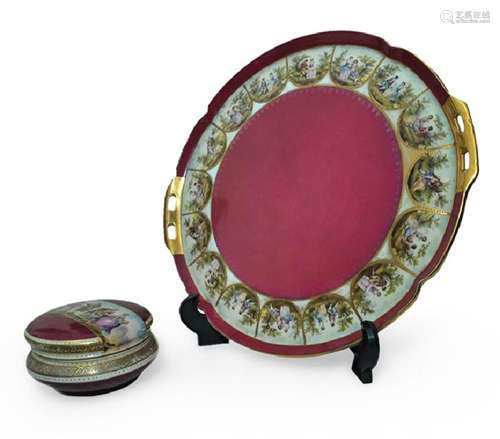 PORCELAIN TRAY & BONBONIERE