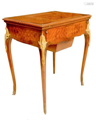 FRENCH BRONZE MOUNTED MARQUETRY PLAYING TABLE