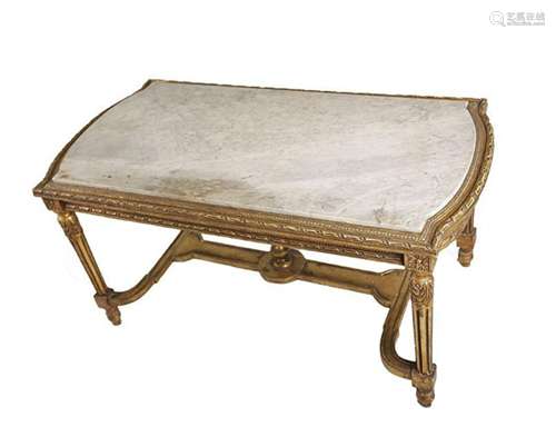 GILTWOOD CENTER TABLE W/ MARBLE TOP