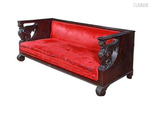 MAHOGANY WINGED GRIFFIN SOFA