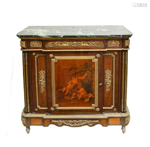 BRONZE MOUNTED INLAID W/ MARBLE TOP