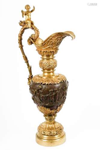 FRENCH BRONZE EWER W/ ORNATE DETAIL