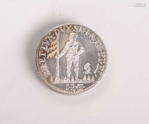 1/6 Thaler, Silbermünze, Georg II., Nachprägung von 1974, Feinsilber, Gewicht ca. 10,25 g,