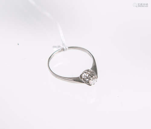 Damenring 585 WG, besetzt m. 1 Brillant von ca. 0.25 ct/LC/E, gestempelt: Feingehalt,