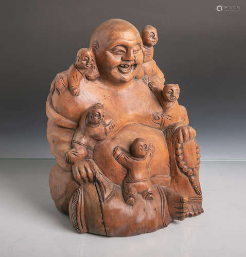 Buddha mit Kinderfiguren (wohl 20. Jahrhundert, wohl China), vollplastische