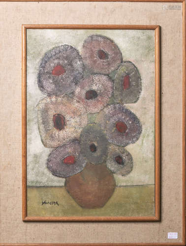 Avissar, Simon (1938 - ?), Blumenstillleben, Öl/Lw., li. u. sign., ca. 55 x 38 cm,