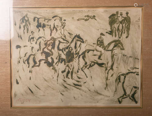 Reppert-Bismarck, Jack von (1903 - 1971), Reiter und Pferde, Aquarell/Papier, li. u. sign.