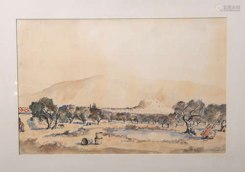 Mohr, Johann Georg (1864 - 1943), südliche Stadtansicht, Aquarell, re. u. sign.,