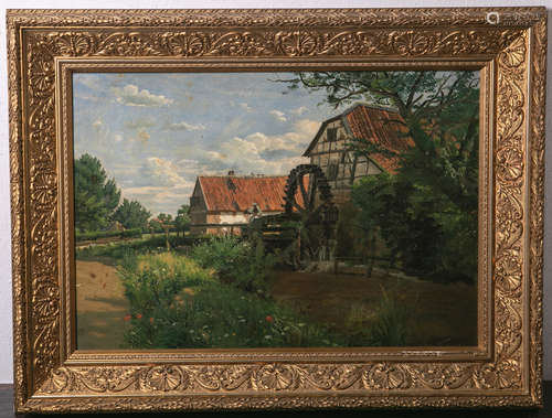 Jett, Wilhelm wohl (1846-1877 Gießen), Darstellung einer alten Wassermühle in sommerlicher