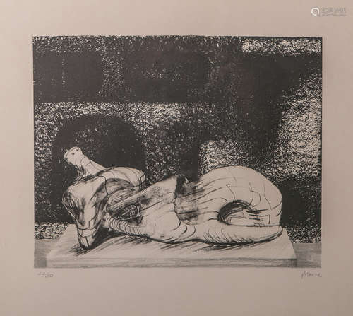 Moore, Henry (1898 - 1986), ohne Titel, Lithografie, re. u. handsign., numm 44/50,