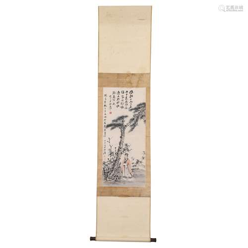 CHINESE SCROLL PAINTING, ZHANG DAQIAN SIGNED