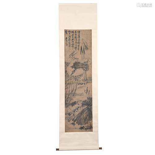 CHINESE SCROLL PAINTING, SHITAO SIGNED