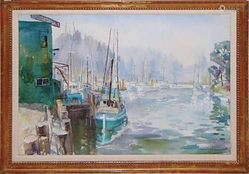 WATERCOLOR SHIPS HARBOR