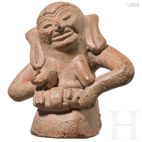 Außergewöhnliche Terrakottafigur einer Stillenden, Mexiko, Veracruz, 300 - 900 n. Chr.