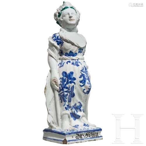 Barock-Fayance-Figur der Hoffnung, süddeutsch, 18. Jhdt.