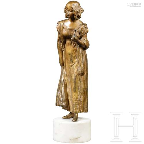 Junge Dame mit Blume, Bronze, um 1900