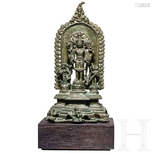 Patha-Stele des Vishnu in Bronze, 18./19. Jhdt.