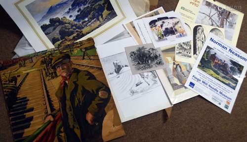 Folder of assorted prints etc to include Norman Neasom etc