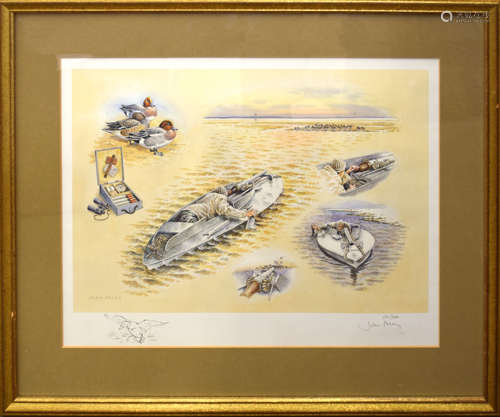 John Paley, Duck Shooting, coloured print, signed and numbered 154/200 in pencil to lower margin,