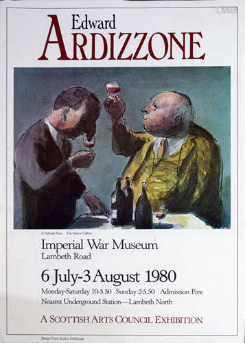 Folder of assorted exhibition posters for Edward Ardizzone, Imperial War Museum 1980 and Elizabeth