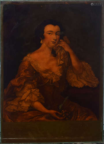 After John Robinson, engraved by John Faber, portrait of a lady, reverse engraving on glass, (19th