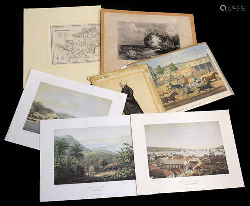 Folder of assorted prints and engravings