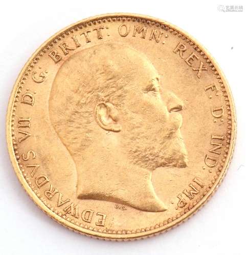 Edward VII gold sovereign, dated 1908