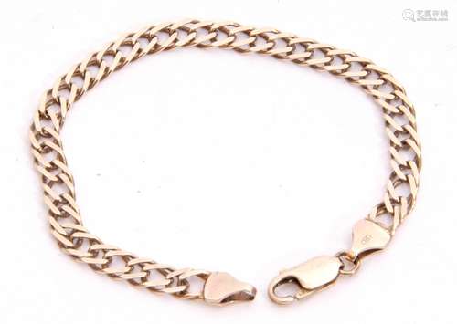 9ct gold flattened curb link bracelet, 18cm long, 4.5gms