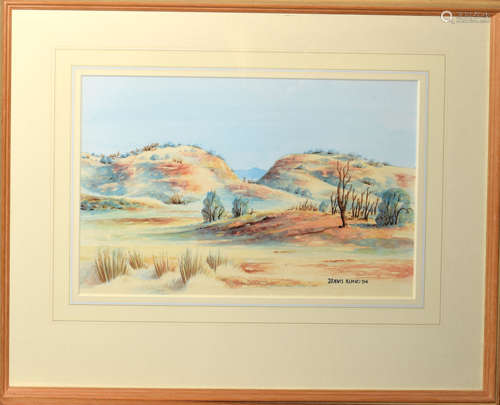 Dennis Kunoth, Australian lanscape, watercolour, signed lower right, 23 x 36cm