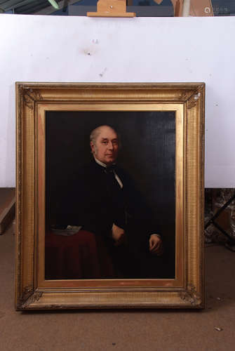 English School (19th century), Half-length portrait of a gent wearing black jacket, oil on canvas,