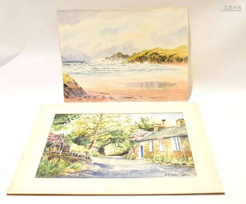 E Greig Hall, two signed watercolours, Anglesey and Red Bank Road, Grasmere, 38 x 51cm, both