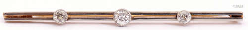 Late Victorian diamond set bar brooch comprising a double rectangular bar with engraved foliate