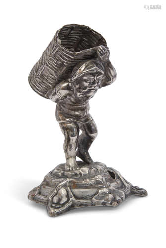 Late 19th/early 20th century Continental white metal match holder in the form of a bearded figure