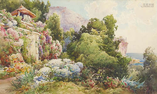 Ernest Louis Lessieux (1874-1938), Italian scene, watercolour, signed lower left, 37 x 62cm