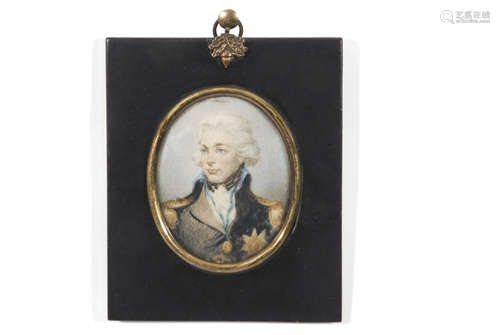 Miniature of Admiral Lord Nelson after Abbs in gilt and black wooden frame