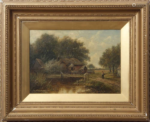 Joseph Thors (act 1863-1900), Rural landscapes, pair of oils on panel, both signed, 24 x 34cm (2)