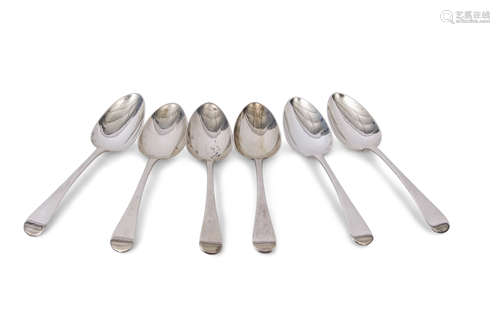 Set of six George III table spoons in Old English pattern, London, 1809 by Eley Fearn & Chawner (