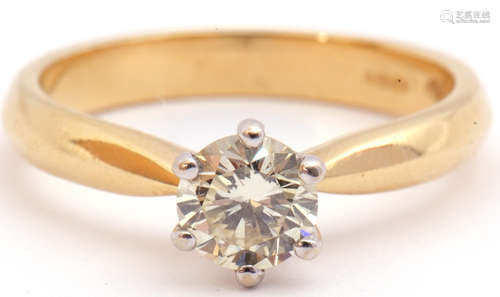 Single stone diamond ring, brilliant cut diamond 0.60ct approx, multi-claw set and raised between