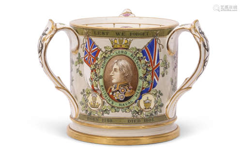 Copeland tyg retailed by T Goode & Co to mark the centenary of the Battle of Trafalgar, the tyg