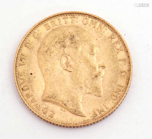 Edward VII gold sovereign dated 1908