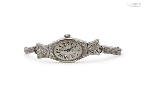 Second quarter of 20th century Ladies 18ct white gold Rolex cocktail watch having blued steel