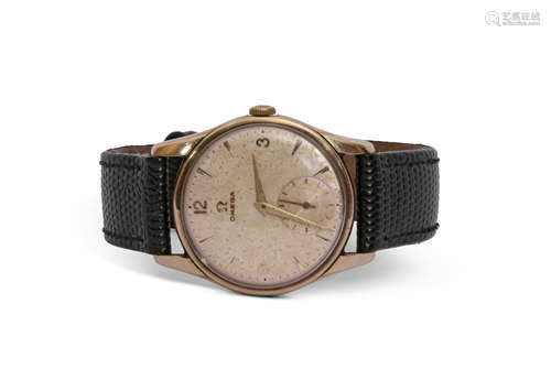 Gent's third quarter of 20th century 9ct gold cased Omega wrist watch with gold hands to a