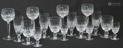 Set of Waterford Colleen pattern drinking glasses including goblets and sherry glasses (34)