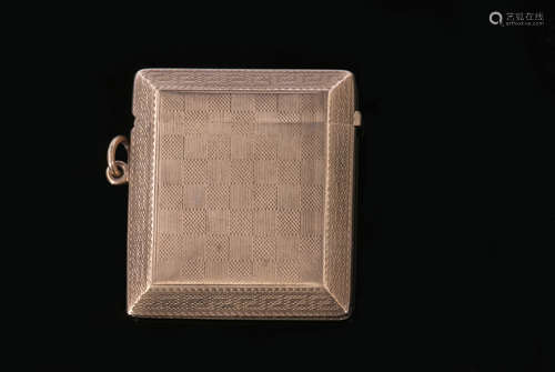 Early 20th century hallmarked 9ct gold encased petrol lighter of Vesta form, rectangular shaped with