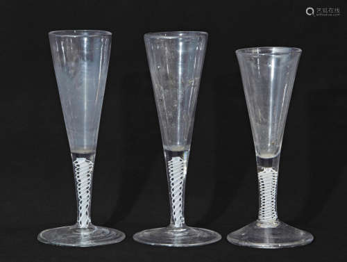 Collection of three 18th century air twist ale flutes, tallest 18cm (3)
