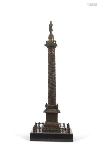 Grand Tour type bronzed Vendome column to commemorate Napoleon Bonaparte, 37cm high