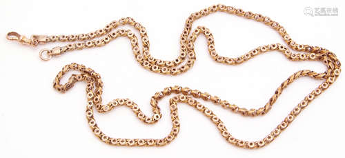 Victorian 9ct gold fancy link neck chain, the links pierced with stars, 86cm long, weight 21gms