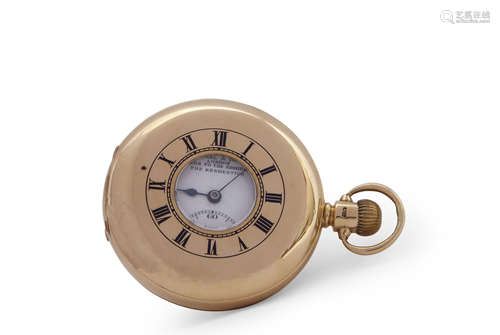 Second quarter of 20th century 18ct gold half hunter keyless lever watch, Kendall & Dent London,