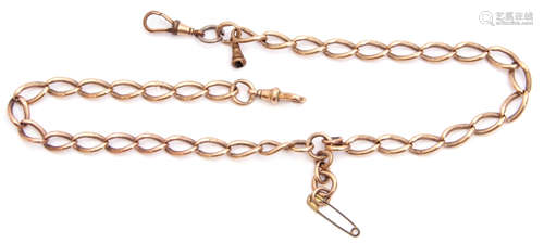 Late 19th/early 20th century hallmarked 9ct gold oval curb link neck chain or Albert with two snaps,