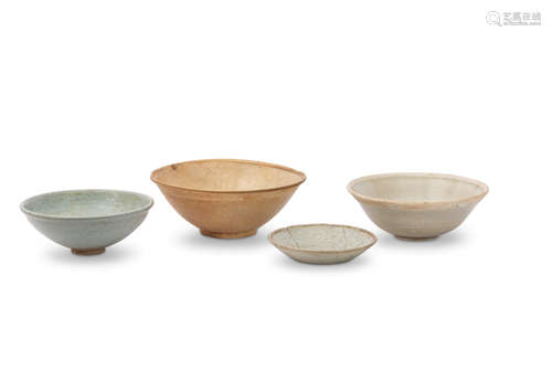 Group of early Chinese Southern Song dynasty pottery including a small green glazed bowl with